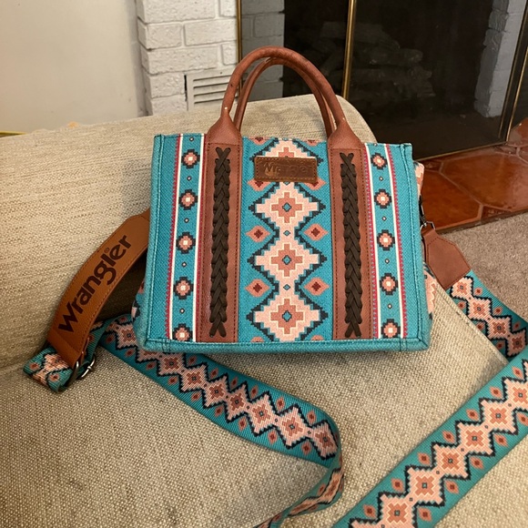 Wrangler teal blue and brown Aztec purse - Picture 2 of 8